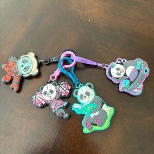 Dude Perfect Lot of 4 Keychain Clips-cheerleader 2 Pandas, astronaut
